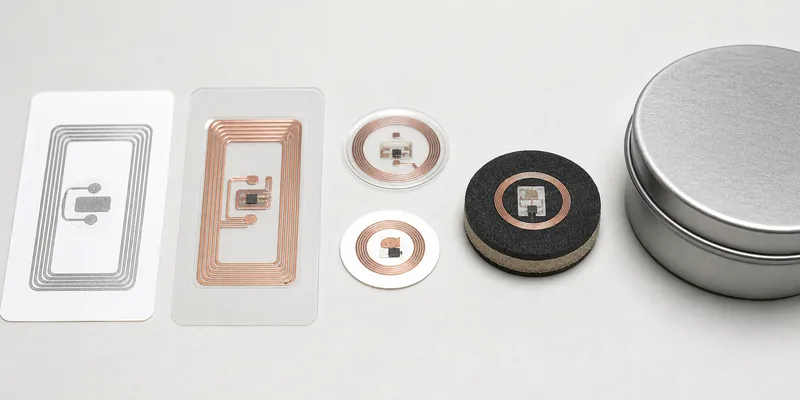 NFC label and inlay material samples for product packaging