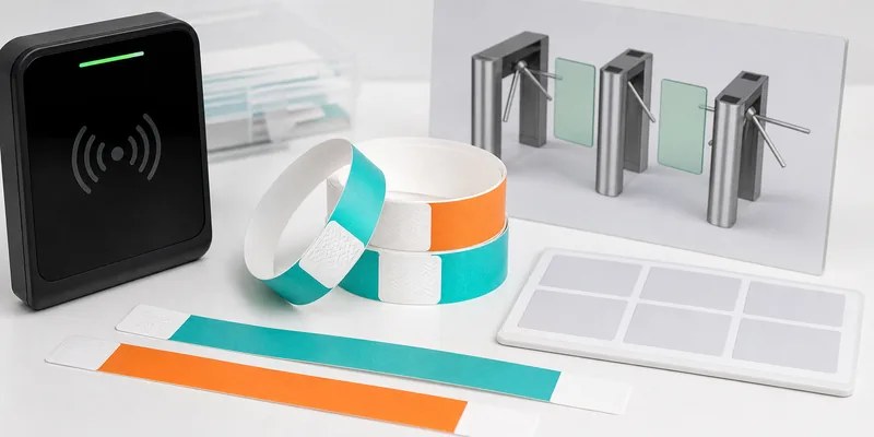 RFID paper wristbands prepared for event access reader sample testing