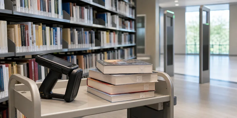 RFID library inventory scanning and security gate workflow
