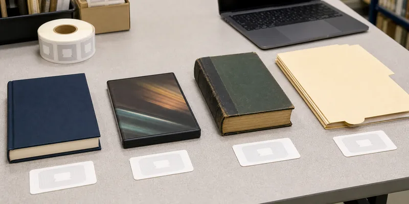 RFID library tag selection for books DVDs archives and barcode migration