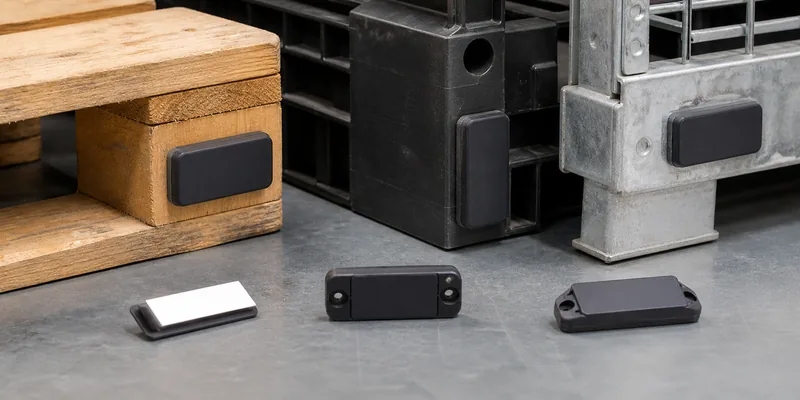 RFID pallet tag mounting options on wood plastic and metal surfaces