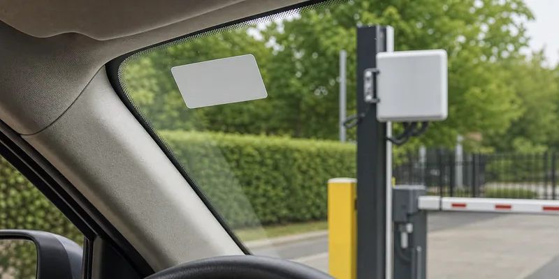 RFID windshield tag placement near a vehicle access reader